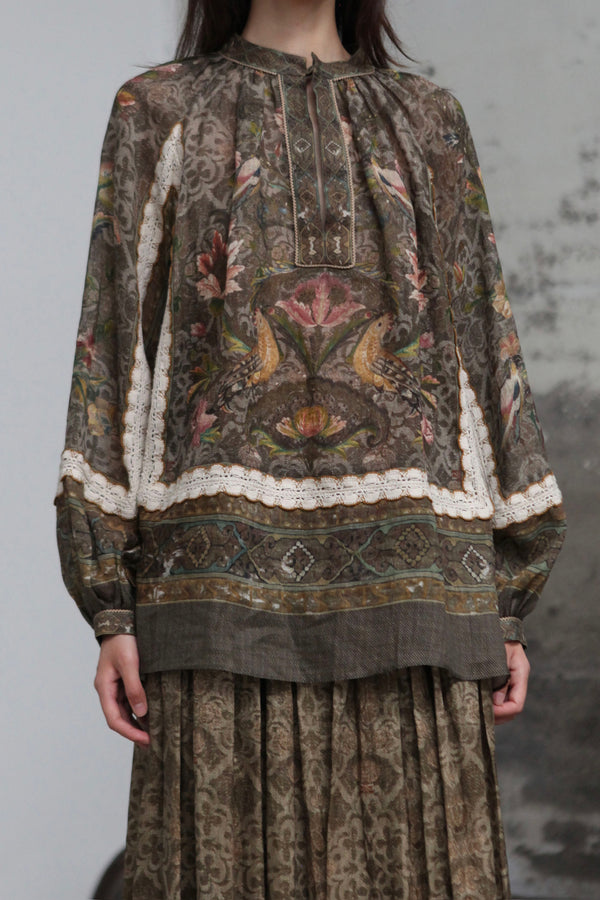 INTO THE EAST 25 Autumn/Winter Printed Lace Shirt ITE-E1DGAW013GR21TP-LV Green